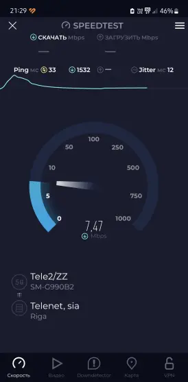 Tele2 5G ātrums...